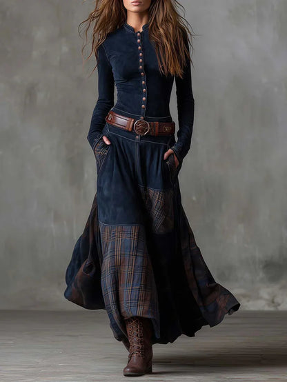 Elisa | Vestido maxi de ante con cinturón