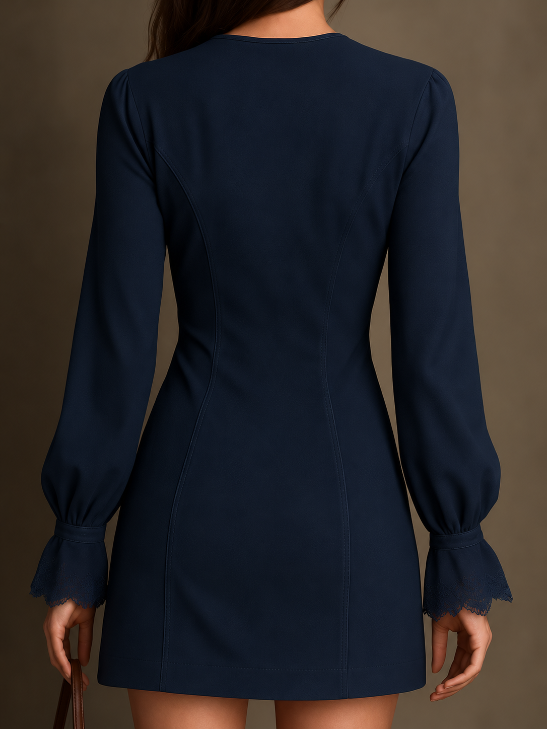 Alessandra | Robe Courte Brodée en Suédine