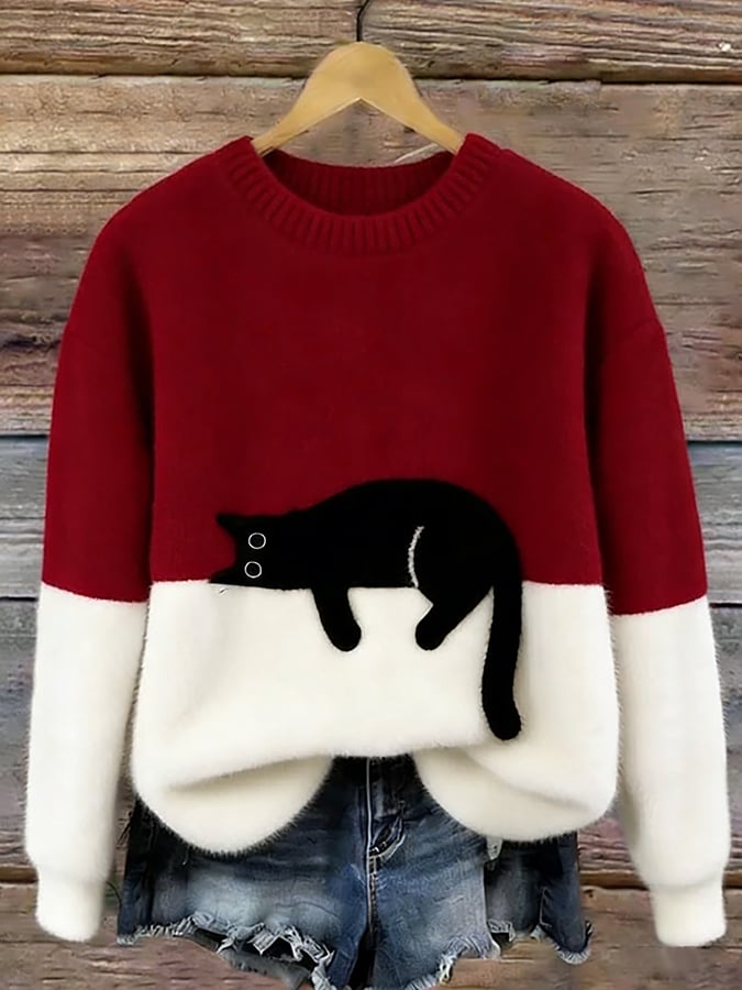 Cristina | Pull Oversize Élégant avec Motif Chat