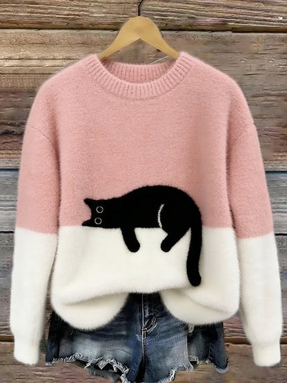 Cristina | Pull Oversize Élégant avec Motif Chat