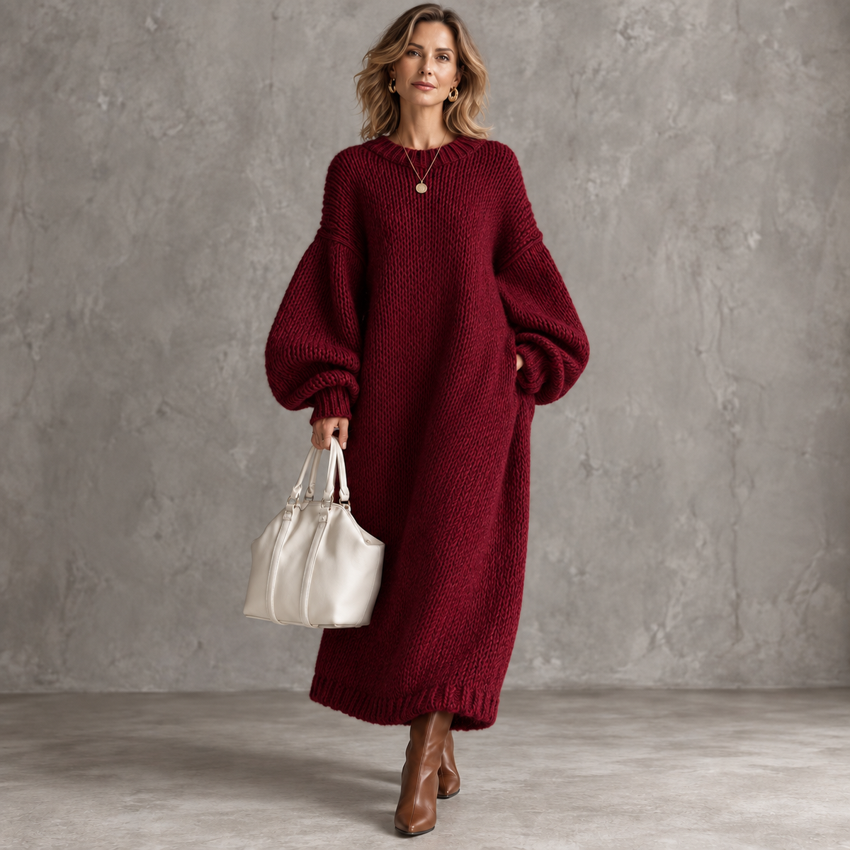 SOHA | Robe Pull Maxi à Manches Ballon