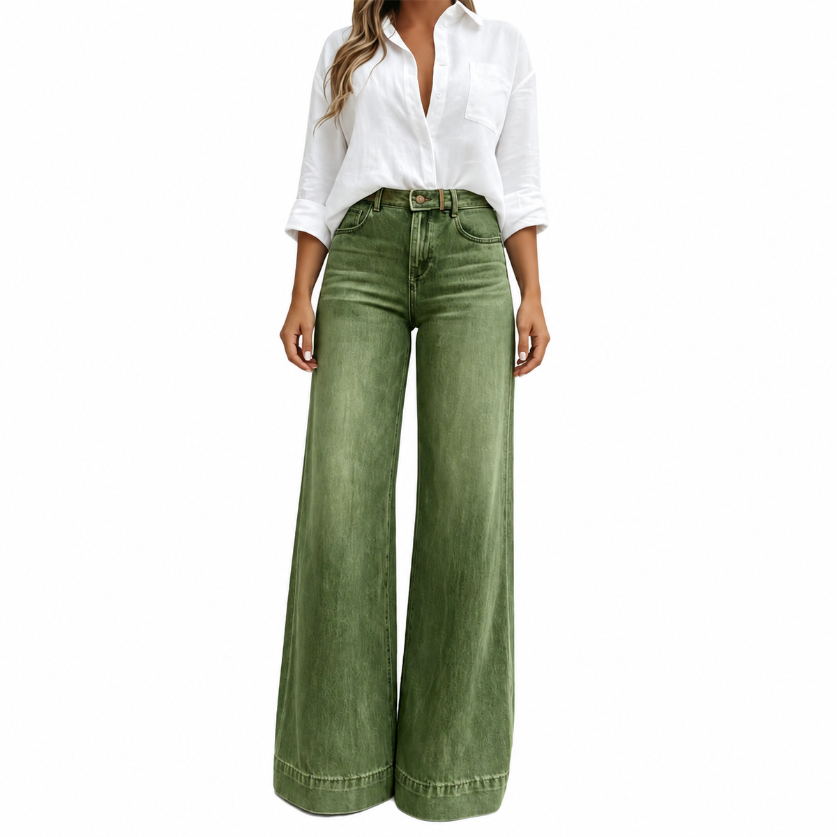 Lucia | Pantalon Denim Jambe Longue Effet Allongeant