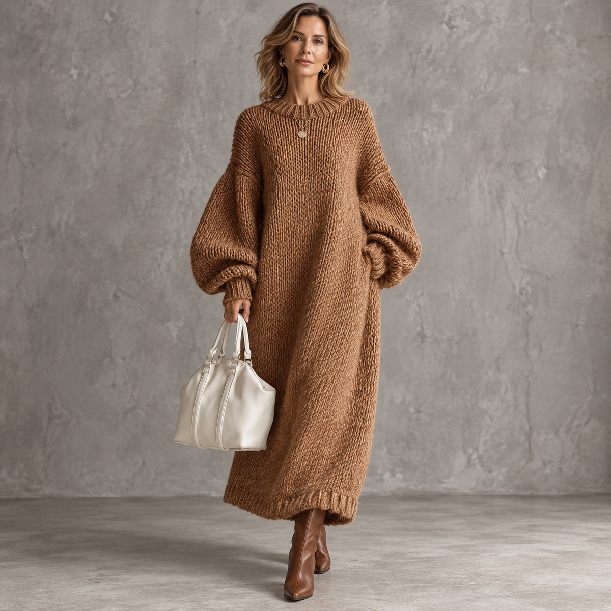 SOHA | Robe Pull Maxi à Manches Ballon