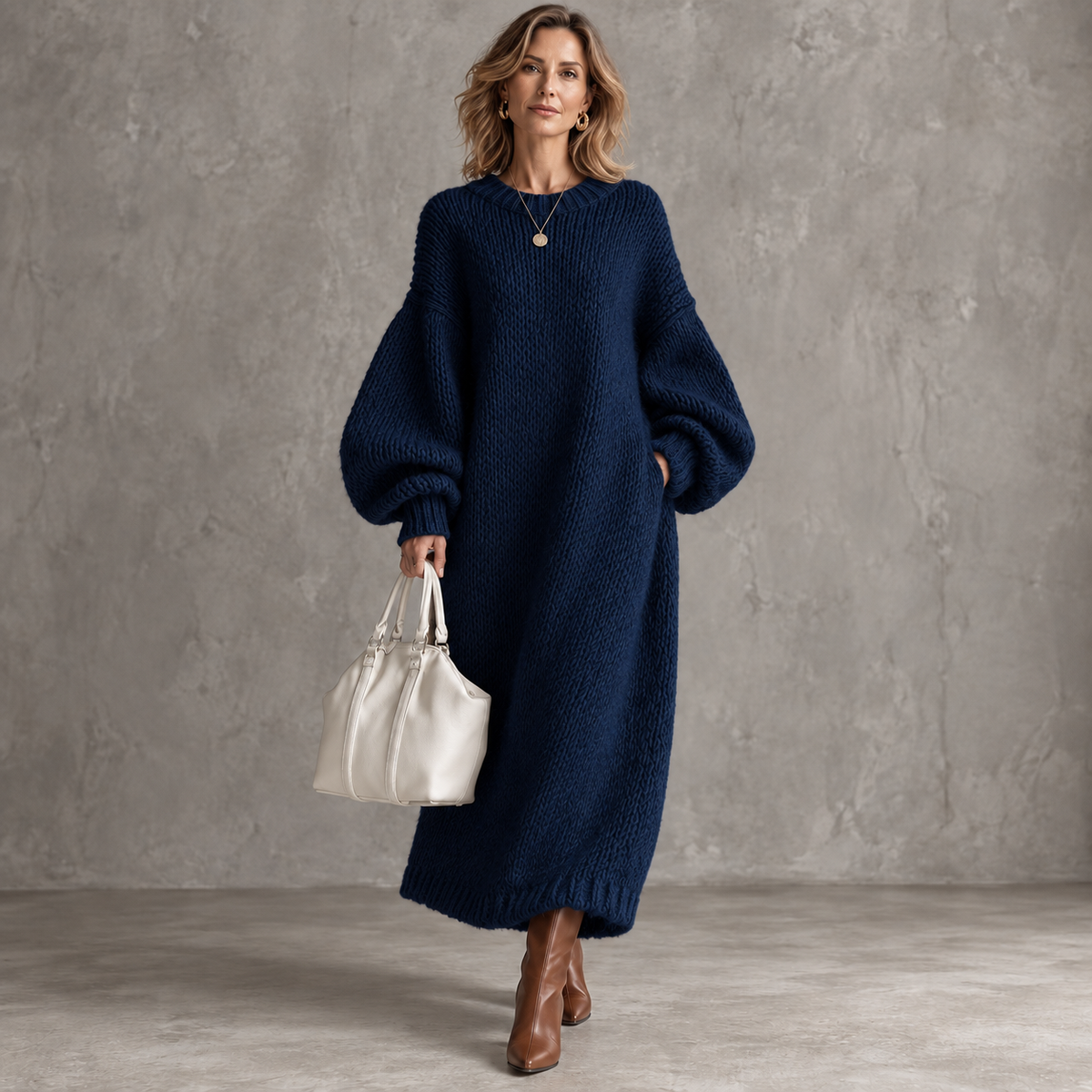 SOHA | Robe Pull Maxi à Manches Ballon