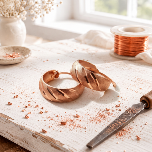 Facet Boucles d'Oreilles en Cuivre