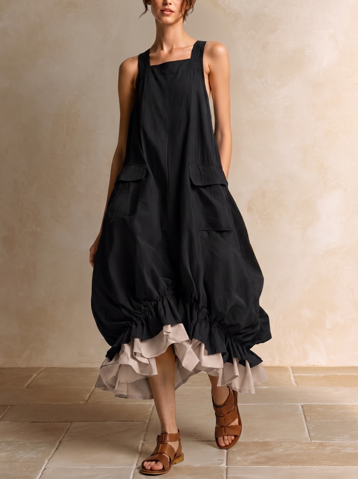 Daniela | Robe midi ballon sans manches à volants