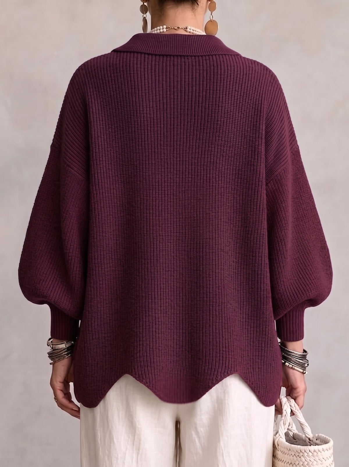 Cardigan en tricot oversize à col et grands boutons en métal