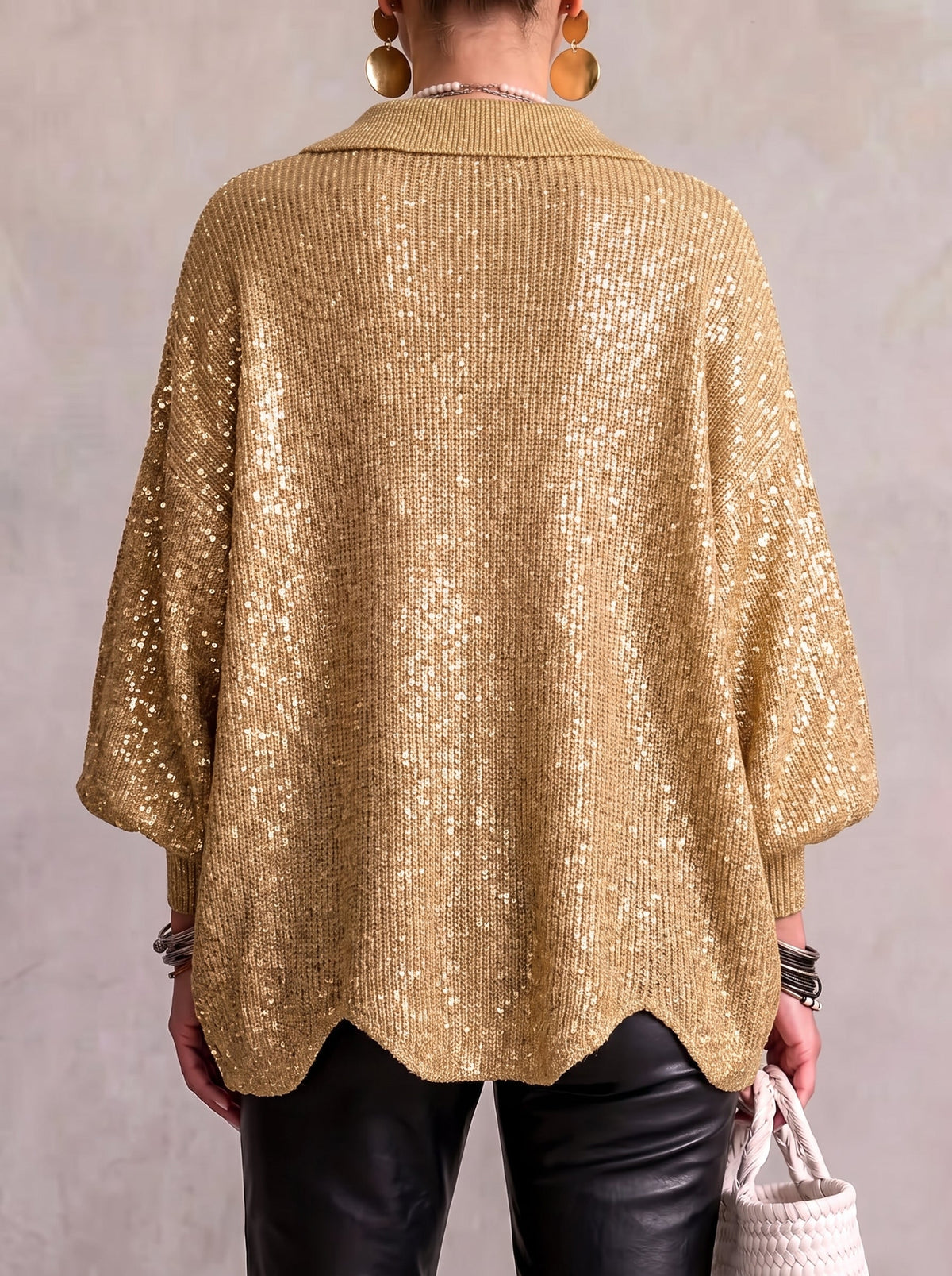 Cardigan en tricot oversize à col et grands boutons en métal