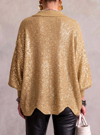 Cardigan en tricot oversize à col et grands boutons en métal