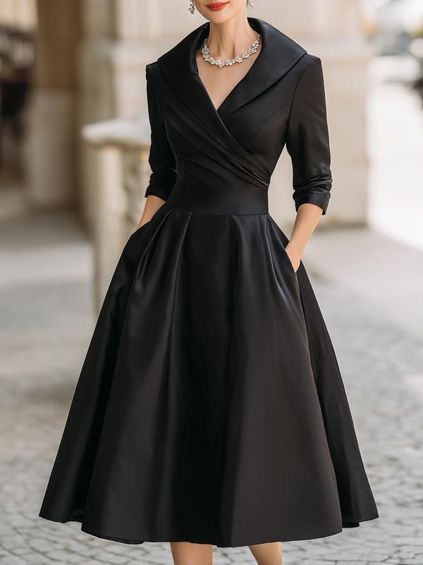 SOFÍA | Vestido midi de satén vintage con cuello drapeado