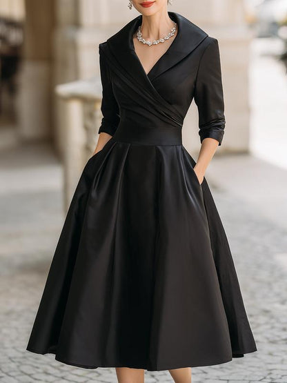 SOFÍA | Vestido midi de satén vintage con cuello drapeado