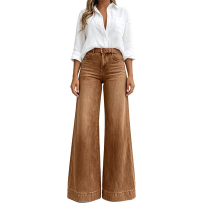 Lucia | Pantalon Denim Jambe Longue Effet Allongeant