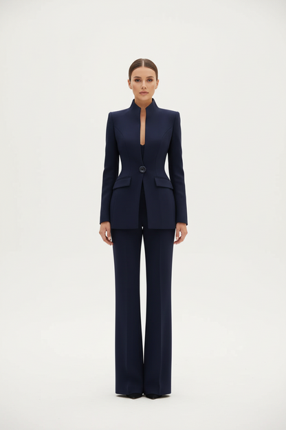 GIA | Conjunto de blazer entallado y pantalón palazzo