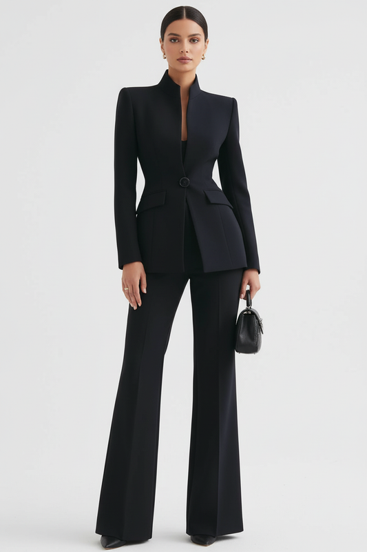 GIA | Conjunto de blazer entallado y pantalón palazzo