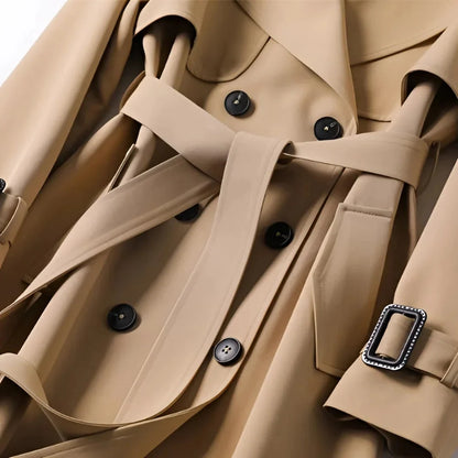 Paloma | Trench-Coat Long pour Femme avec Ceinture & Doublure à Carreaux