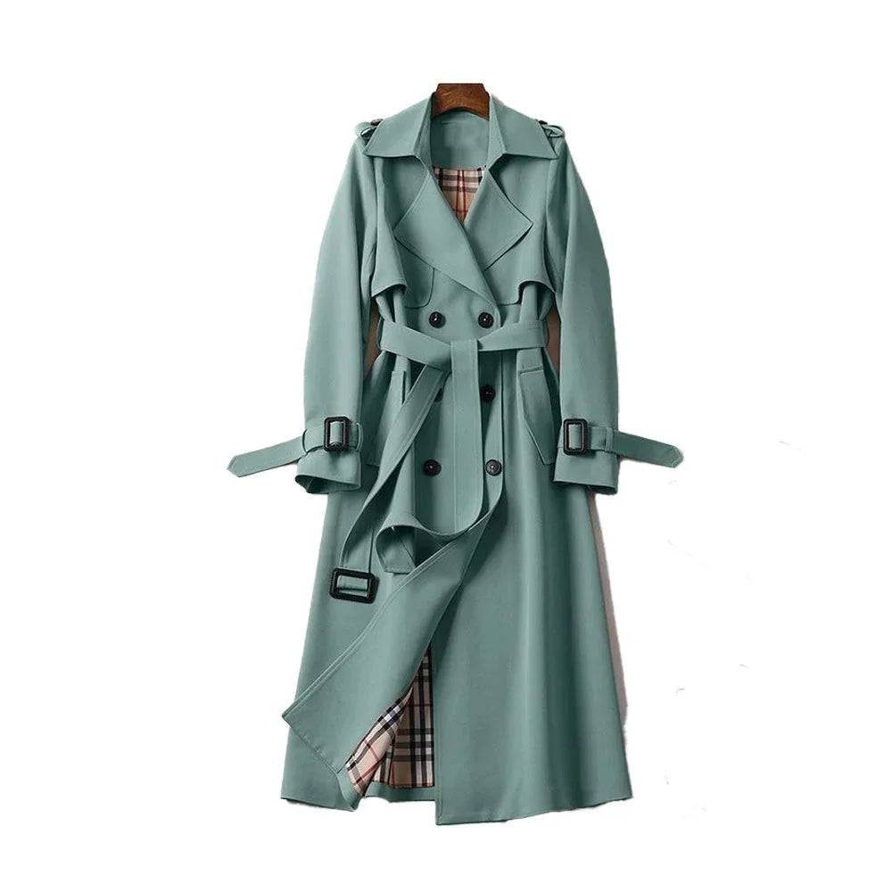 Paloma | Trench-Coat Long pour Femme avec Ceinture & Doublure à Carreaux