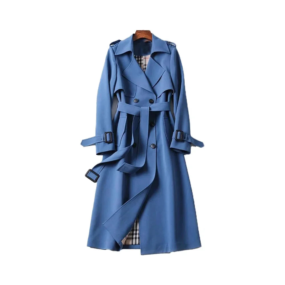 Paloma | Trench-Coat Long pour Femme avec Ceinture & Doublure à Carreaux