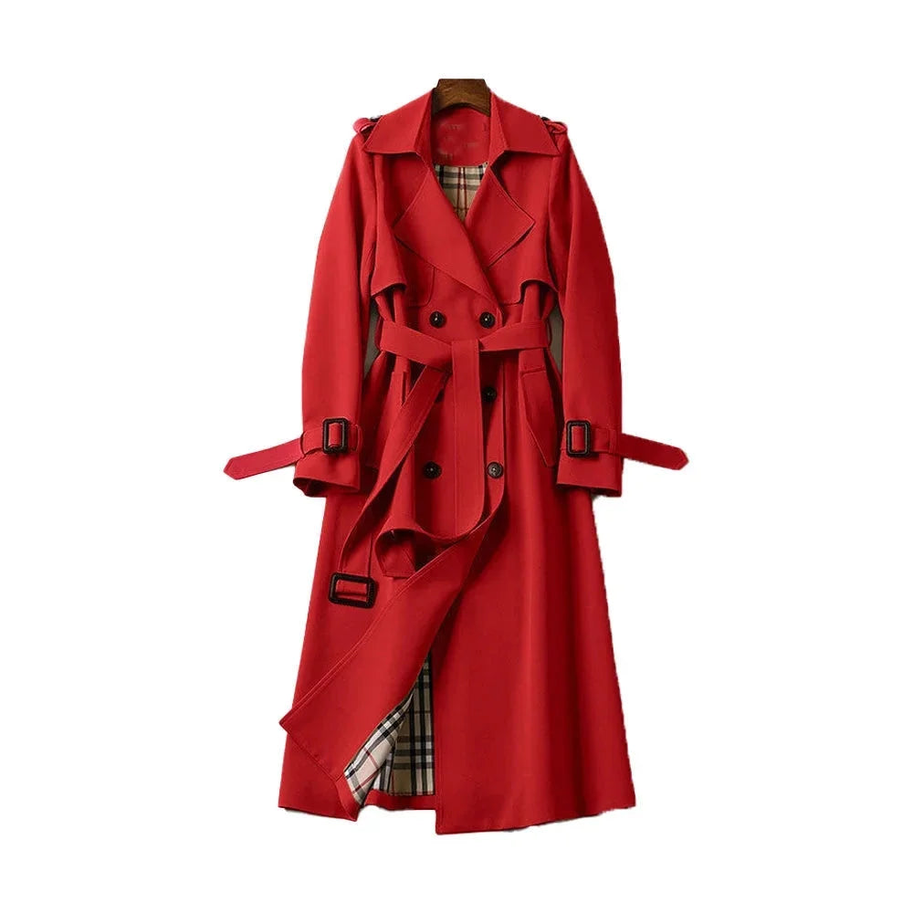 Paloma | Trench-Coat Long pour Femme avec Ceinture & Doublure à Carreaux