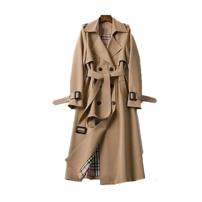 Paloma | Trench-Coat Long pour Femme avec Ceinture & Doublure à Carreaux